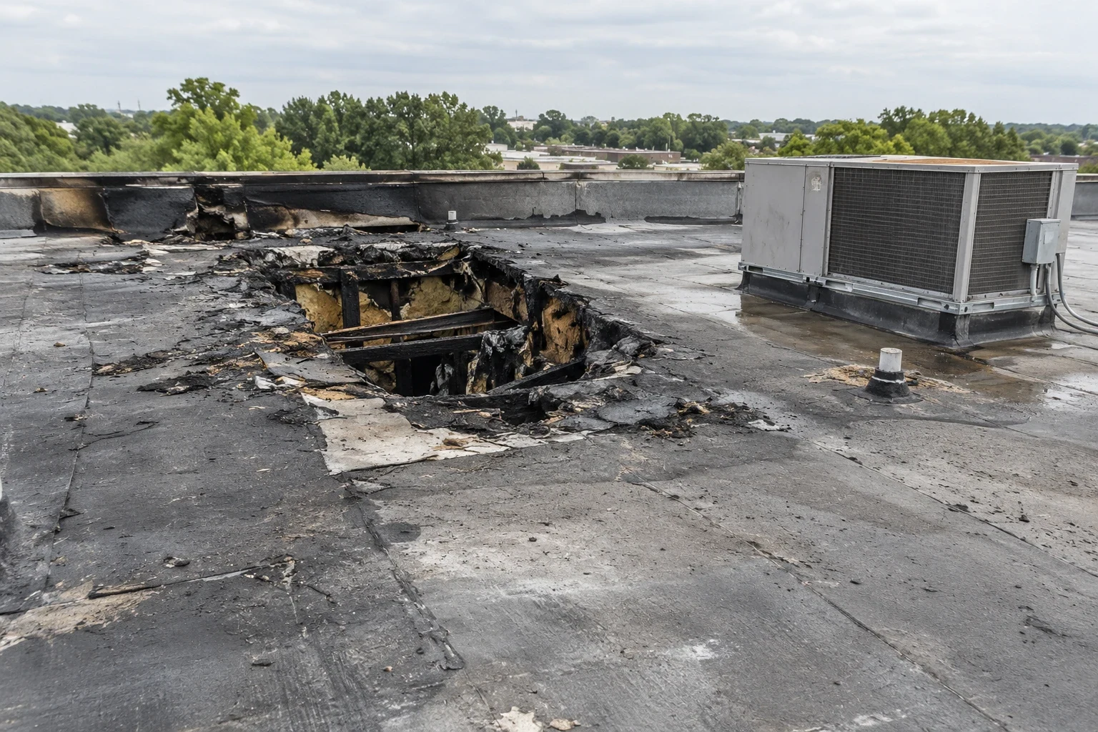 Commercial Fire Damage Roof Repair in San Angelo, TX